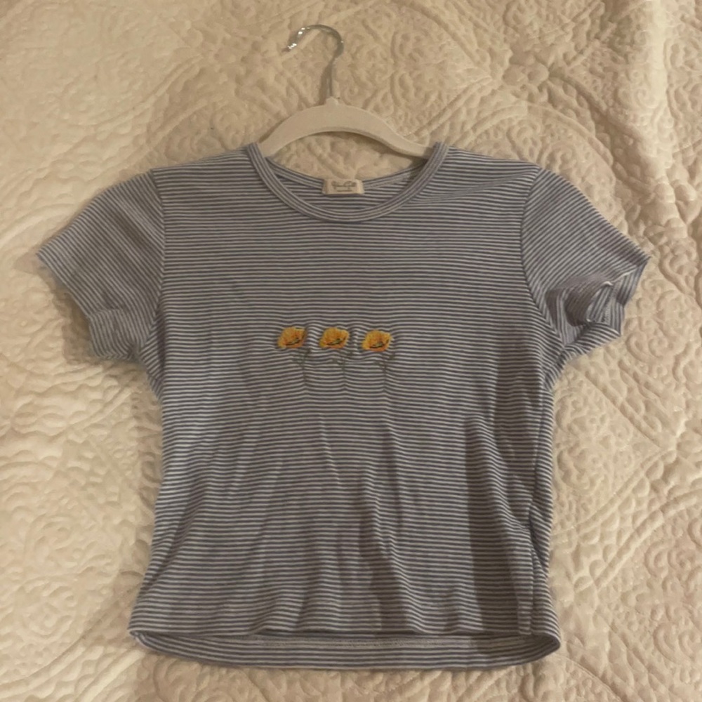 Brandy Melville blue with yellow flower t shirt